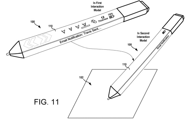 因此微軟對該專利作出了內容的補充,大概意思就是未來 surface pen