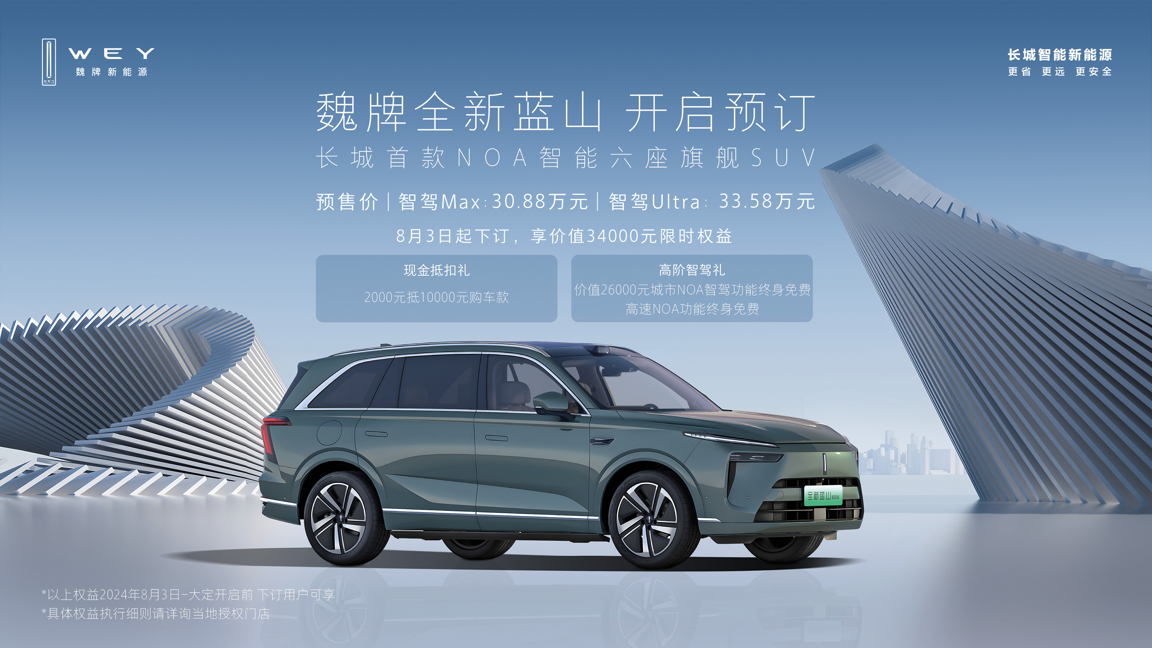 魏派蓝山定位为中大型suv,车身长宽高分别为5156x1980x1805mm,轴距为